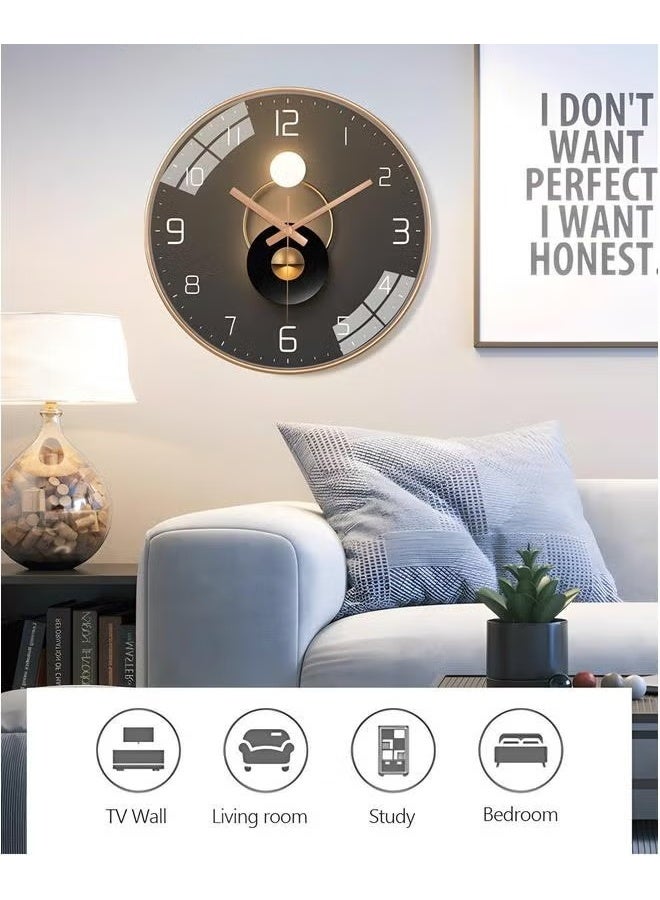 EETU 12 Inch Wall Clock, Silent Non-Ticking Clock Glass Round Clocks Modern Quartz Decorative for Home Living Room Bedroom Kitchen - Image 5